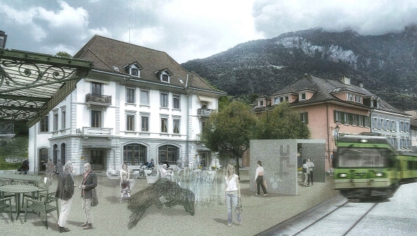 Bex : le premier coup de pioche de la nouvelle Place du Marché a été donné